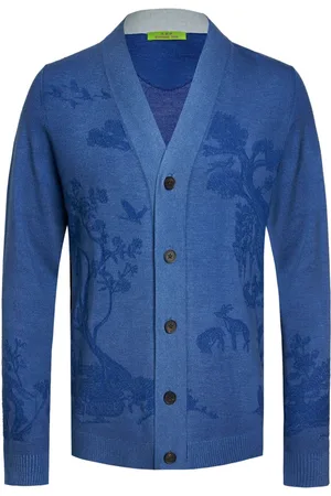 SHANGHAI TANG Spray-effect jacquard V-neck cardigan