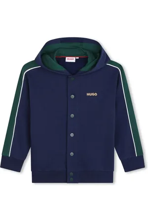 HUGO BOSS Panelled logo-print hoodie