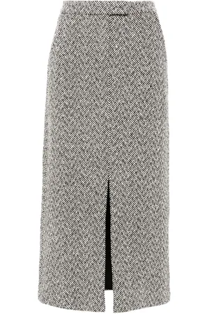 Self-Portrait Herringbone midi skirt