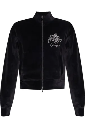 Kenzo Logo-embroidered velvet hoodie