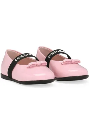 Dolce & Gabbana Logo-strap bow ballerina shoes