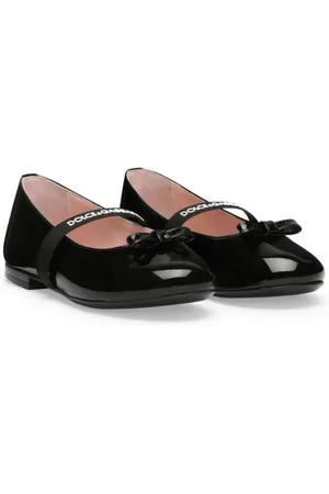 Dolce & Gabbana Logo-strap bow ballerina shoes