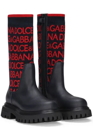Dolce & Gabbana Intarsia-knit logo boots