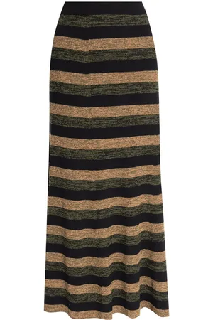 Ganni Striped wool midi skirt