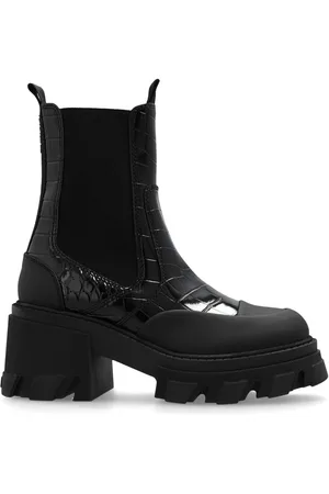 Ganni 80mm crocodile-embossed ankle boots