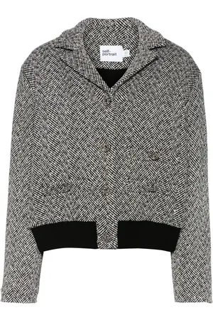 Self-Portrait Herringbone bomber jacket