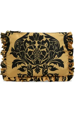 La DoubleJ Cherubs-print ruffle-trim clutch bag