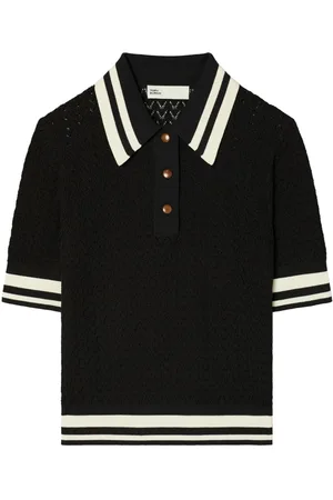 Tory Burch Pointelle-knit polo top