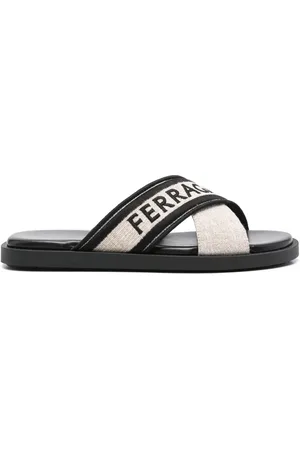 Salvatore Ferragamo Logo-embroidered crossover-strap sandals