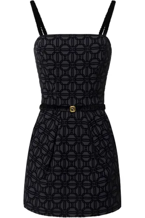 Elisabetta Franchi Flock-print crêpe minidress