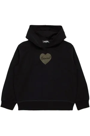 Dsquared2 Mesh-heart rhinestone-logo hoodie
