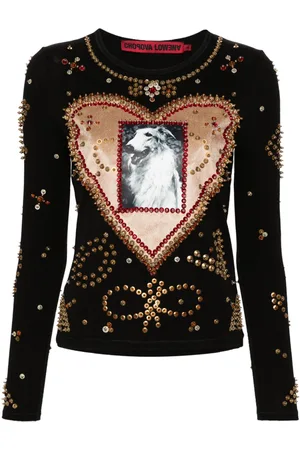 Chopova Lowena Dog-print beaded T-shirt