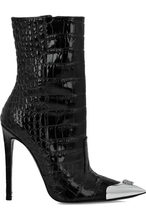 Philipp Plein 120mm skull-appliqué croco boots