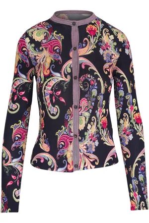 Etro Floral-print ribbed-knit cardigan