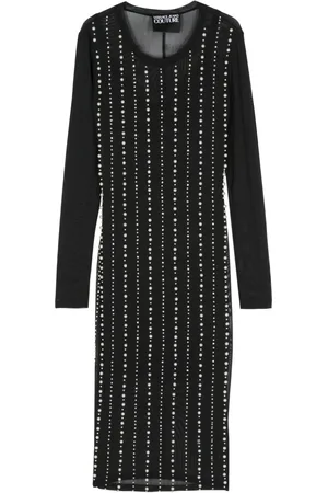 VERSACE Faux-pearl midi dress