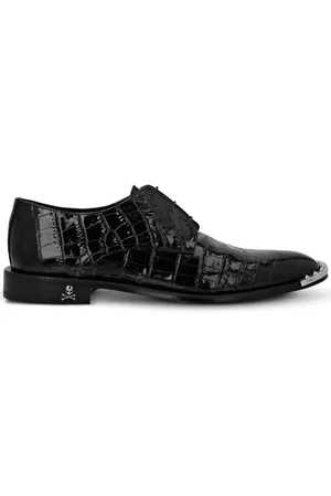 Philipp Plein Crocodile-embossed leather derby shoes