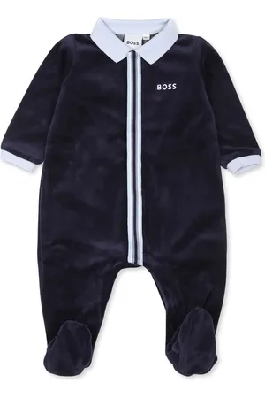 HUGO BOSS Logo embroidered striped babygrow