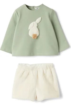 Il gufo Bunny appliqué shorts and sweatshirt set