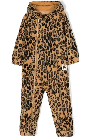 Mini Rodini Leopard-print hooded romper