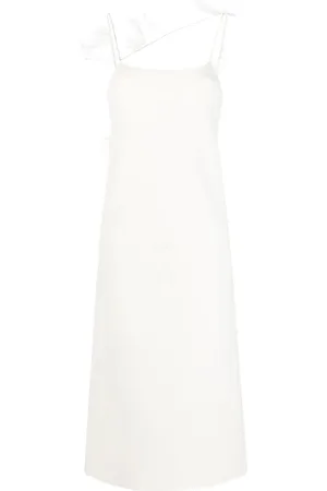 Jil Sander Feather-trim slip dress