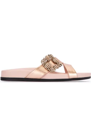 Manolo Blahnik Crystal-buckle satin sandals