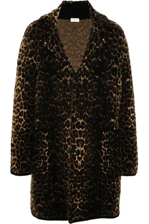 Saint Laurent Leopard-jacquard cardi-coat