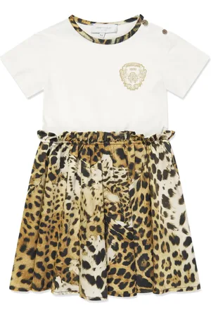 Roberto Cavalli Logo-embroidered jaguar-print dress