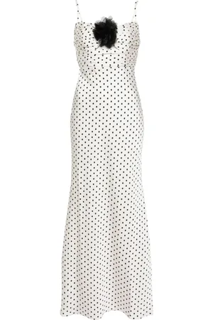Self-Portrait Polka-dot satin maxi dress