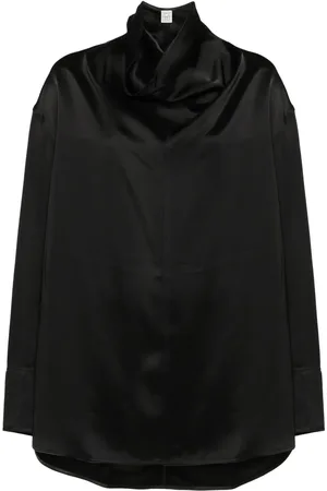 Totême Funnel-neck satin blouse