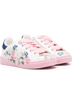 MONNALISA Floral-print leather sneakers