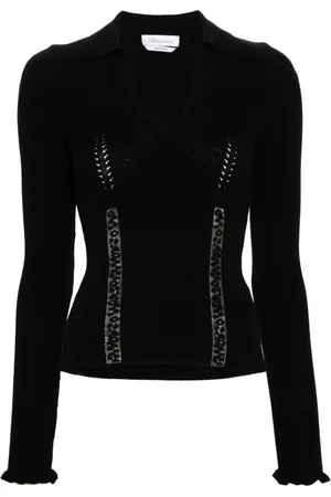 BLUMARINE Lace-panelling polo jumper