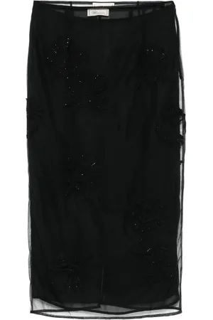 BLUMARINE Flocked-floral detail skirt