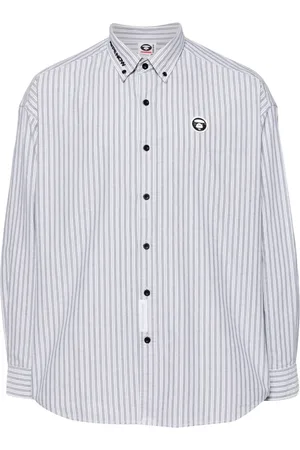 A Bathing Ape Logo-patch striped shirt
