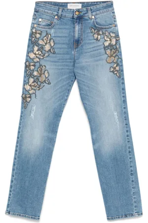 Ermanno Firenze Floral-embroidered jeans