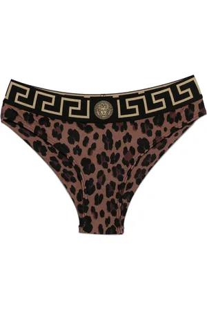 VERSACE Leopard-print bikini bottoms