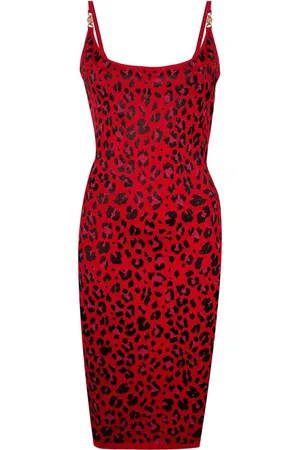 VERSACE Leopard-jacquard lurex midi dress