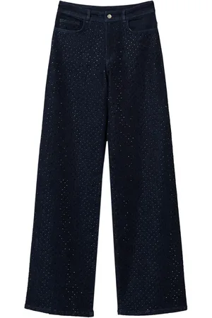 Twin-Set Rhinestone-embellished wide-leg jeans