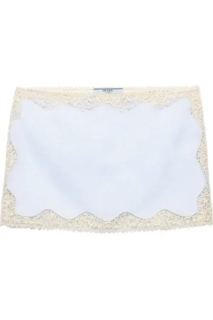 Prada Lace-trim linen mini skirt