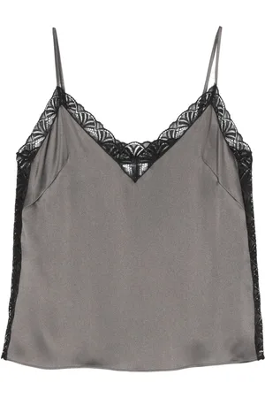 Alberta Ferretti Lace-trim satin top