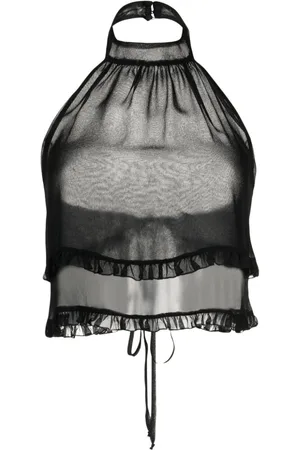 Kiki de Montparnasse Ruffle-detail halterneck crop top