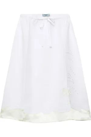 Prada Embroidered linen skirt