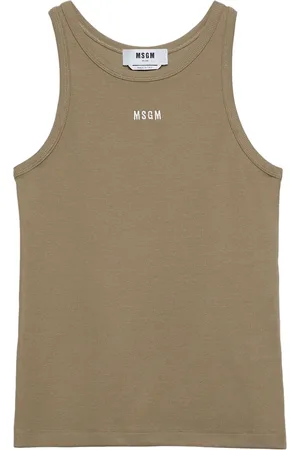 Msgm Logo-embroidered ribbed tank top