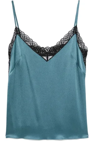Alberta Ferretti Lace-trim satin top