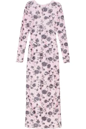 Ganni Distressed floral-print maxi dress