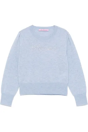 MISS BLUMARINE Rhinestone-logo sweater