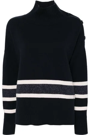 N.PEAL Striped high-neck jumper
