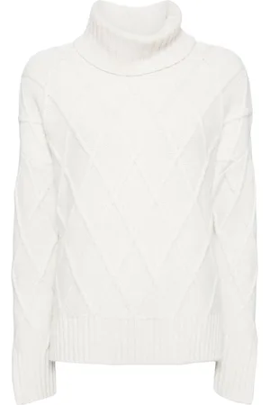 N.PEAL Diamond-pattern roll-neck jumper