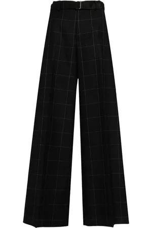 SACAI Check-pattern wide-leg trousers