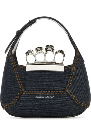 Alexander McQueen Mini The Jewelled Hobo denim tote bag