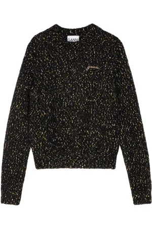 Ganni Logo-embroidered crew-neck jumper